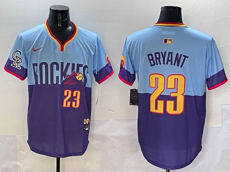 Men Colorado Rockies #23 Bryant Purple blue Joint Name 2025 Nike MLB Jersey style 3->colorado rockies->MLB Jersey